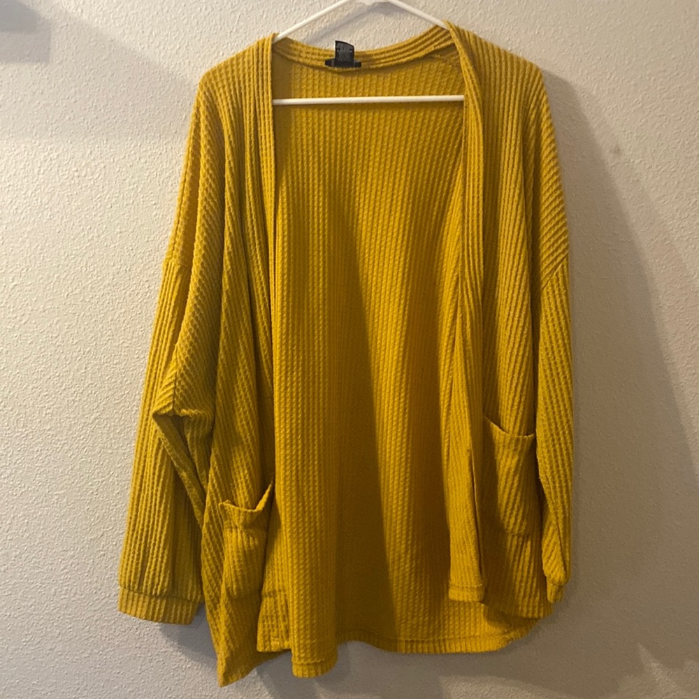 Timing mustard yellow cardigan with pockets size large